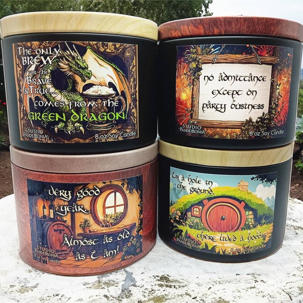 Lord of the Rings Fantasy Inspired Wood Wick Tin Candles