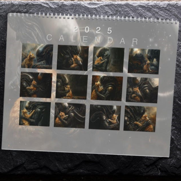 Xenomorph Alien x Jonesy Cat 2025 Wall Calendar
