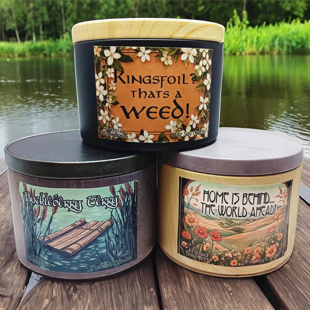 Lord of the Rings Fantasy Inspired Wood Wick Tin Candles