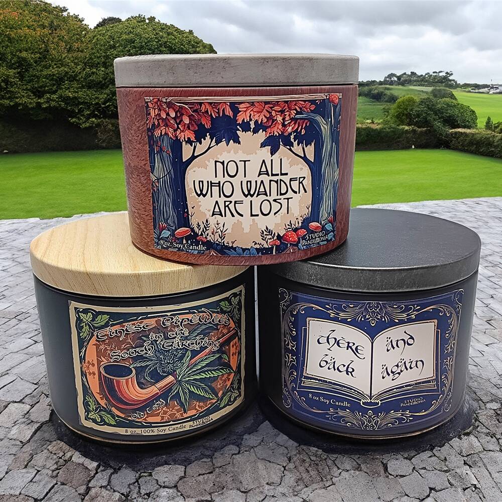 Lord of the Rings Fantasy Inspired Wood Wick Tin Candles