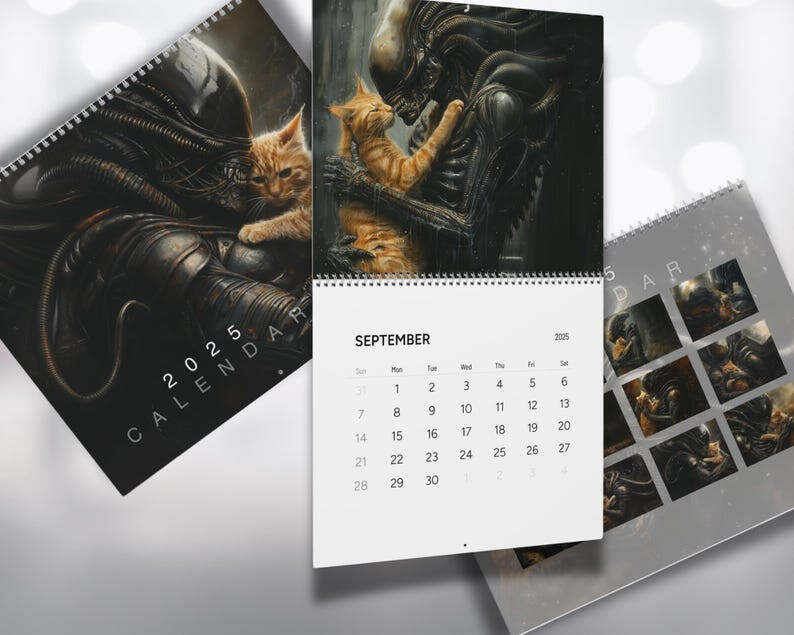 Xenomorph Alien x Jonesy Cat 2025 Wall Calendar