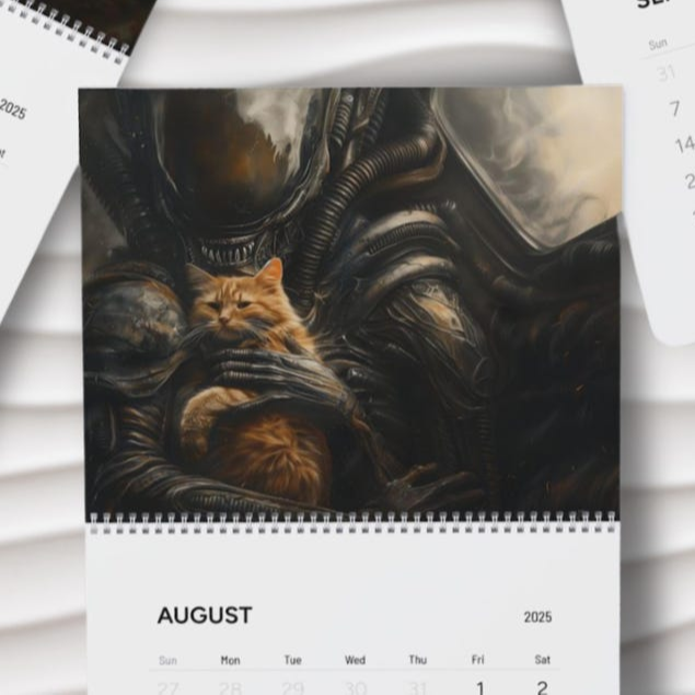 Xenomorph Alien x Jonesy Cat 2025 Wall Calendar