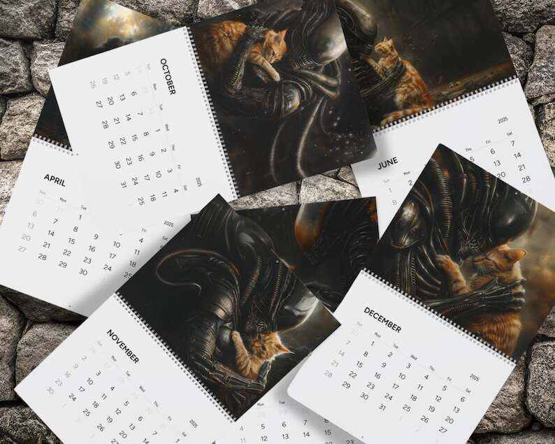Xenomorph Alien x Jonesy Cat 2025 Wall Calendar