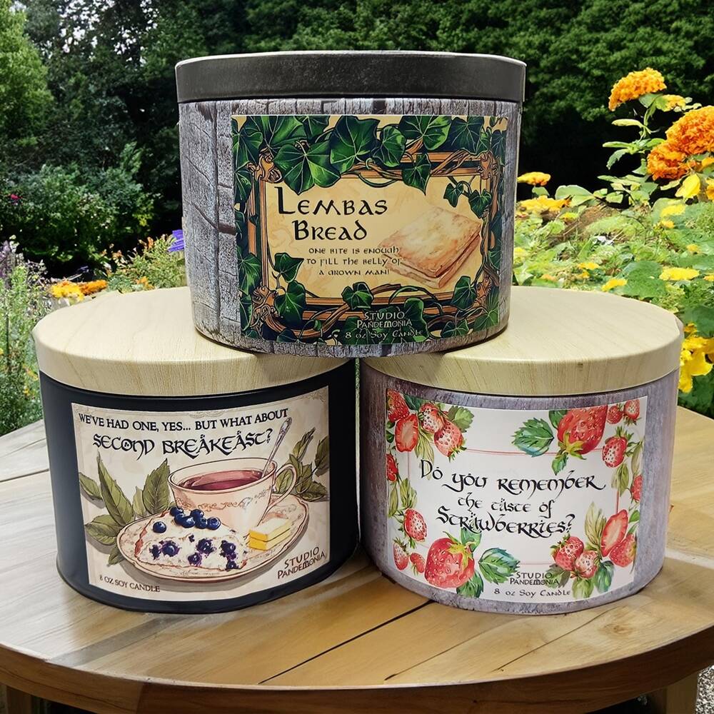 Lord of the Rings Fantasy Inspired Wood Wick Tin Candles