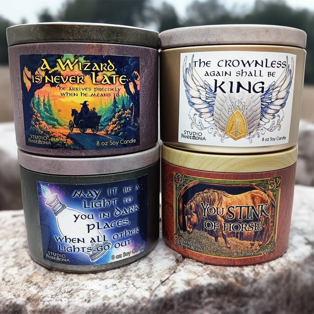 Lord of the Rings Fantasy Inspired Wood Wick Tin Candles